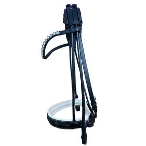 Brida de caballo de cuero enrollado equino Cómodas bandas ecuestres con cristales y equipo de caballo de tachuela de banda nasal sueca - Product Image 1