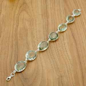 Elegante pulsera de plata de ley 925, cadena ajustable, estilo bohemio, Topacio blanco, piedra preciosa para bodas, fiestas, regalo especial - Product Image 4