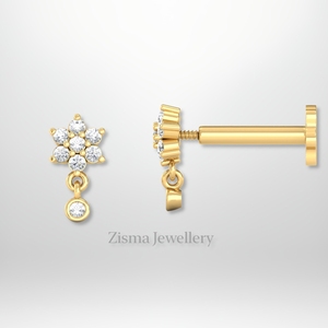 Pendientes colgantes de diamantes de flores de lujo 10K 14K 18K oro VVS DEF diamantes reales y cultivados en laboratorio GIA IGI certificado al por mayor - Product Image 5