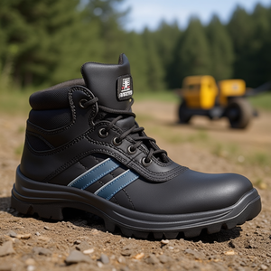 Andy S3 SRC EN20345 High Safety <b>Leather</b> <b>Boots</b> Size 44 Black/Blue-for <b>Work</b> & Outdoor Activities - Product Image 3