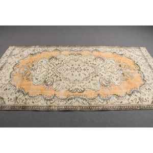 Alfombra Turca Vintage de 4.2x8.5 pies, Alfombra Ikat Naranja - Product Image 2