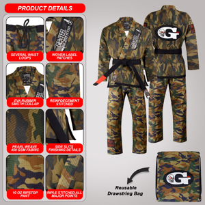 บราซิล jiu jitsu กิโมโนคุณภาพสูงพิมพ์ลายพราง BJJ GI Unisex บราซิล jiu jitsu เครื่องแบบคุณภาพสูงวัสดุ - Product Image 6