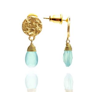 Boucles d'oreilles pendantes en pierre de lune fantaisie, forme goutte, serties de laiton, cadeau de mariage ou d'anniversaire, bijoux - Product Image 2