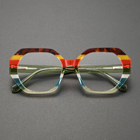 Montures optiques octogonales vintage, design à monture complète, lunettes en acétate solide, style couleur unie durable