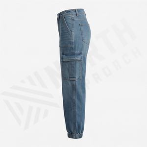Pantalon cargo taille haute, pantalon utilitaire fonctionnel, coupe ample, poches polyvalentes, vêtements décontractés tendance pour femmes, style de vie actif - Product Image 3