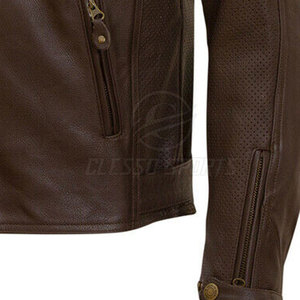 Blouson en cuir pour homme, style moto, pour motard - Product Image 6