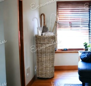 Porte-parapluie en osier rustique porte-parapluie en rotin support de canne support de bâton panier de couloir grand panier entrée organisateur de maison - Product Image 5