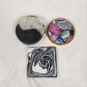 แผ่นรองจานหินอาเกตสีน้ำเงินหรูหราเป็นมิตรกับสิ่งแวดล้อมพร้อมลายเงิน/ทอง ขายส่ง |   แผ่นรองจานหินทรงกลมขนาด 300 มม. จากอินเดีย - Product Image 1