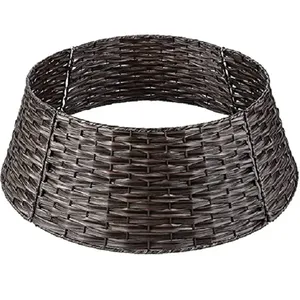 Collar de árbol de Navidad de ratán negro al por mayor de fábrica - Product Image 1