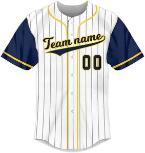Jersey de béisbol en blanco transpirable para hombres, camisas informales con botones, Camiseta deportiva de equipo activo de manga corta - Product Image 3