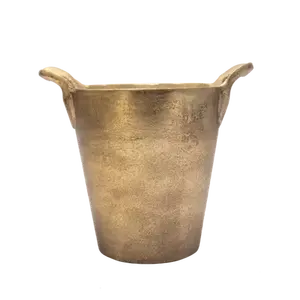 Porte-bouteille en métal poli, forme ronde tendance, refroidisseur à vin pour hôtels, seau à champagne avec poignées - Product Image 6