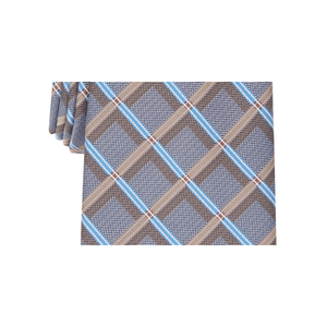 Perry Ellis Men's Lance Classic Grid <b>Tie</b> Brown Regular Size Custom Logo Jacquard Design <b>Polyester</b> Material Gift Box Packing - Product Image 3