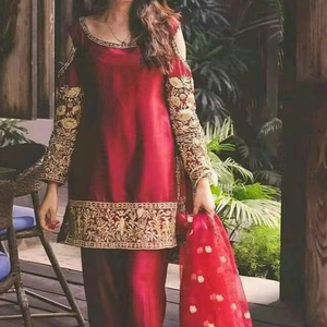 2024 nouveau dernier Zardozi broderie travail Kurta Plazo robe embelli cristal verre perles pierre Dabka dentelle paillettes naturel pour - Product Image 1