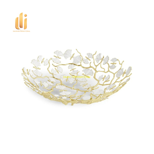 Bol à fruits décoratif de luxe branche florale dorée Design bol de pièce maîtresse en métal moderne pour Table à manger salon décor cadeau - Product Image 4