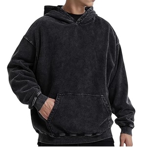 Servicio OEM Sudadera con capucha de lavado ácido personalizada en blanco 100% algodón transpirable hombres invierno lavado ácido sudaderas con capucha prendas de vestir exteriores gruesas Otoño Invierno con capucha - Product Image 6
