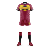 Pakaian olahraga kustom profesional seragam rugbi sublimasi dengan celana pendek Jersey dan kaus kaki logo dan desain OEM diterima