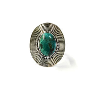 Adjustable Turquoise <b>Ring</b> Modern Fashionable Gold & Rhodium Plated 9.6 Gram <b>Titanium</b> with Bezel Setting Trendy Gift Idea - Product Image 1