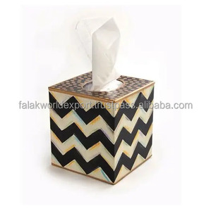 Caja de pañuelos de madreperla con mosaico Vintage, decoración del hogar, servilleta con incrustaciones de madera, contenedor de papel, Ágata PARA CENA elegante de FWE - Product Image 4