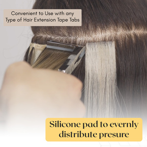 Herramientas de salón de acero inoxidable negro de alta calidad, cinta de fácil agarre, extensiones de trama, alicates, almohadillas de silicona para distribución de extensiones de cabello - Product Image 5