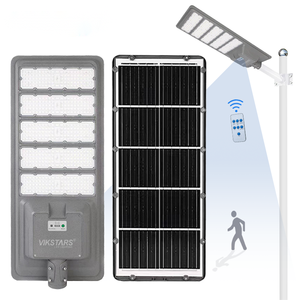 <span class=keywords><strong>Lampadaire</strong></span> <span class=keywords><strong>solaire</strong></span> intégré 300W/400W/500W Lampe LED d'extérieur étanche Capteur de lumière Télécommande IP65 pour route - Product Image 1
