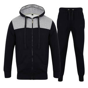 New Arrival <b>Men's</b> Solid Color Hip Hop Winter Breathable Fashion Sportswear Hooded & Trousers <b>Pullover</b> Two Piece Tracksuit Set - Product Image 1