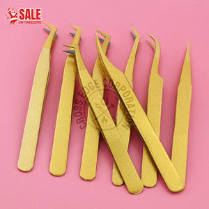 Pinzas Clásicas Curvas con Punta de Fibra para Extensión de Pestañas, Finas, para Volumen X, Antideslizantes, de Acero Inoxidable, Herramienta Profesional para Pestañas - Product Image 1