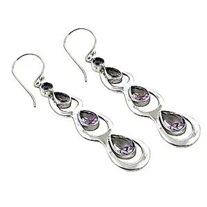 Pendientes de Plata 925 con Amatista en Forma de Gota para Mujer - Product Image 2