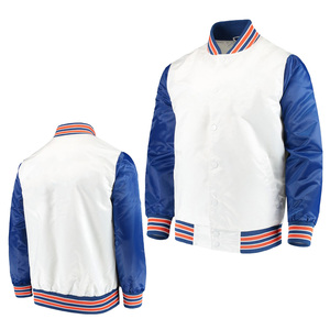 Vintage Satin Winter Casual Stand Solid Color Dyed Varsity Jacket Men Women Trendy Streetwear Baseball Bomber Custom Logo Coat - Product Image 1