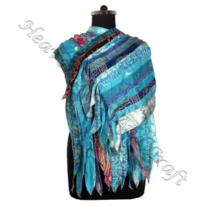 Recycled Silk Sari 15 Strips Classic Style Boho Women's Stoles Scarves From Best Supplier Recycled Wholesale Manufacturer Sari