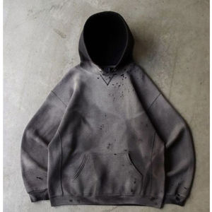 Nouveau Logo Personnalisé Vierge Initiale Lourd Jersey Coton Hoodies Avec Grande Capuche Hommes Baggy Grunge Hoodie Sun Fade Acid Wash - Product Image 5