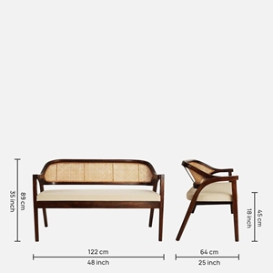 Modern Style Enigma Wood <b>Settees</b> Durable and Stylish Ivory Material <b>for</b> Living Room or Garden - Product Image 2