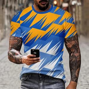 Nueva tendencia de los hombres 3D impreso patrón sólido Camiseta de manga corta 100% algodón Casual Tops versátil moda Top - Product Image 5