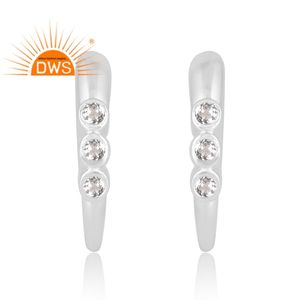 การออกแบบที่น่าตื่นตาตื่นใจเงินสเตอริงธรรมชาติสีขาวบุษราคัมต่างหูเครื่องประดับที่กำหนดเองสำหรับผู้หญิงของขวัญสำหรับผู้หญิงสำหรับเธอ - Product Image 1