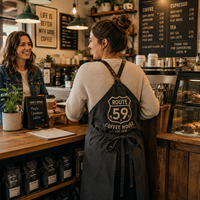Tablier de café personnalisé AT PACK avec logo, tablier de travail pour barista de café, uniforme pour personnel de restaurant, vente en gros