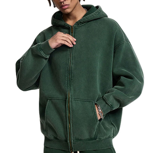 Vente flash : sweat à capuche zippé pour homme, effet délavé, 2 pièces, 100% coton, coupe ample, couleurs et tailles personnalisables - Product Image 1