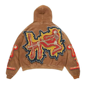 Sudadera con Capucha para Hombre, 100% Algodón, Diseño 3D, Estilo Vintage, Lavado Ácido, Personalizada, Bordado Desgastado, Talla Grande, Venta al Por Mayor de Fábrica - Product Image 2