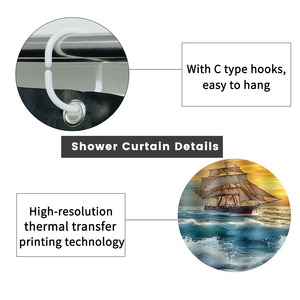 Custom Printed Waterproof Shower Shower <b>Curtain</b> for Bathroom Waterproof Polyester <b>with</b> <b>Hooks</b> - Product Image 2