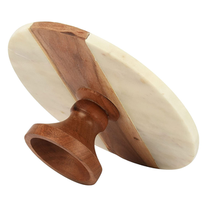 Soporte de madera antiguo con tapa de mármol para pastel, decoración de boda y decoración del hogar, de un distribuidor indio - Product Image 3
