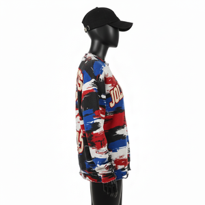 Sudadera de Sublimación para Mujer, Poliéster Premium, Felpa, 280GSM, Tela Suave, Estampado Rojo y Azul, Logotipo Personalizado - Product Image 3