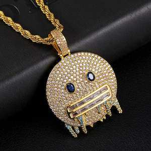 Pendentif Moissanite Visage Extravagant Plaqué Argent Personnalisé pour Dessins Animés, Style Hip Hop en Argent Sterling, Sans Nickel, Sans Plomb - Product Image 1