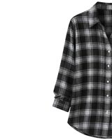 Chemise boutonnée oversize à carreaux pour femme, noire et grise, à manches longues, en flanelle décontractée, tunique douce pour l'hiver, vente en gros