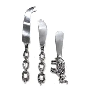 Nouveau couteau à beurre et à fromage en aluminium coulé en forme d'éléphant en métal argenté de style créatif