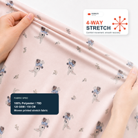 Tela Tejida Elástica en Cuatro Direcciones, 100% Poliéster, Resistente al Agua, Estampada, 120GSM, para Ropa Infantil de Niñas