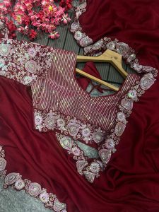 Bollywood Designer <strong>Red</strong> <strong>saree</strong> <strong>Black</strong> rangoli Bridal <strong>Party</strong> <strong>Wear</strong> Latest Elegent Indian Traditional Fancy Stylish <strong>Saree</strong> With Blouse