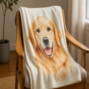 Custom Printed <b>Throw</b> Blanket Personalized Golden Retriever Dog Photo Gift Sublimation Flannel Fleece Polyester - Product Image 1