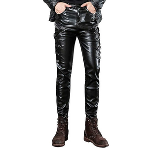 Pantalones de cuero genuino para hombre personalizados de alta calidad, pantalones de cuero para hombre con encaje lateral elegantes a prueba de agua 2025 - Product Image 1