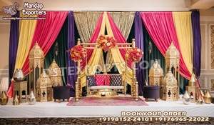 Décor de Sangeet de style marocain musulman pour la mise en scène mariage arabe thème Heena décor de scène pakistanais Nikah Mehndi décor de scène - Product Image 2