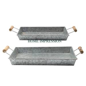 Premium New Arrival <b>Food</b> Safe Serving Tray Trending Designing Grey Color Galvanized Material <b>Food</b> Serving Tray <b>For</b> Kitchen Ware - Product Image 4