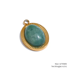 Pendentif vintage à fermoir, pierre d'aventurine verte, laiton, 10 à 15 mm, prix de gros et MANGALMAY CORPORATION - Product Image 1