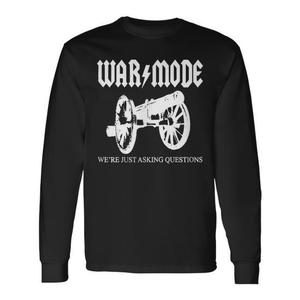 T-shirt a maniche lunghe War Mode in cotone nero girocollo unisex con design grafico, abbigliamento promozionale - Product Image 1